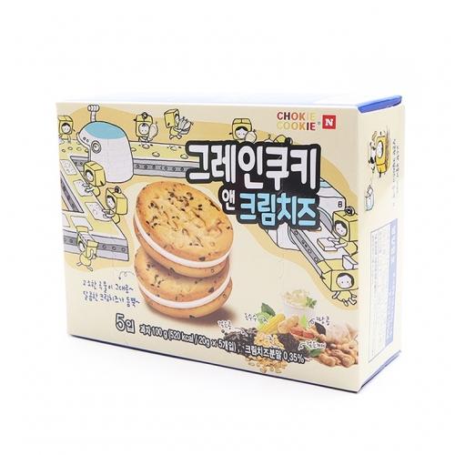 초키쿠키 그레인쿠키 앤 크림치즈 100g(5입) - 커피숍과자 개별포장
