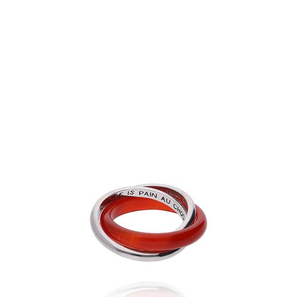 CROSSED RED CHALCEDONY RING