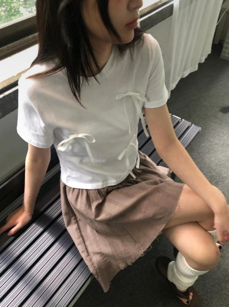 리본 반팔티 2color