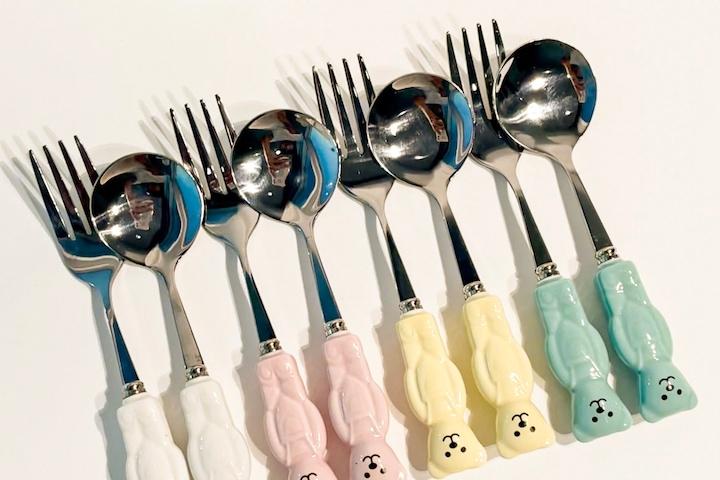 곰돌이커트러리 곰돌이 1인 식기세트 (곰돌이 스푼 + 곰돌이 포크) 4color