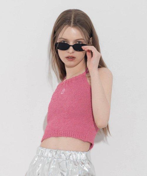 2WAY KNIT HALTER TOP_PINK