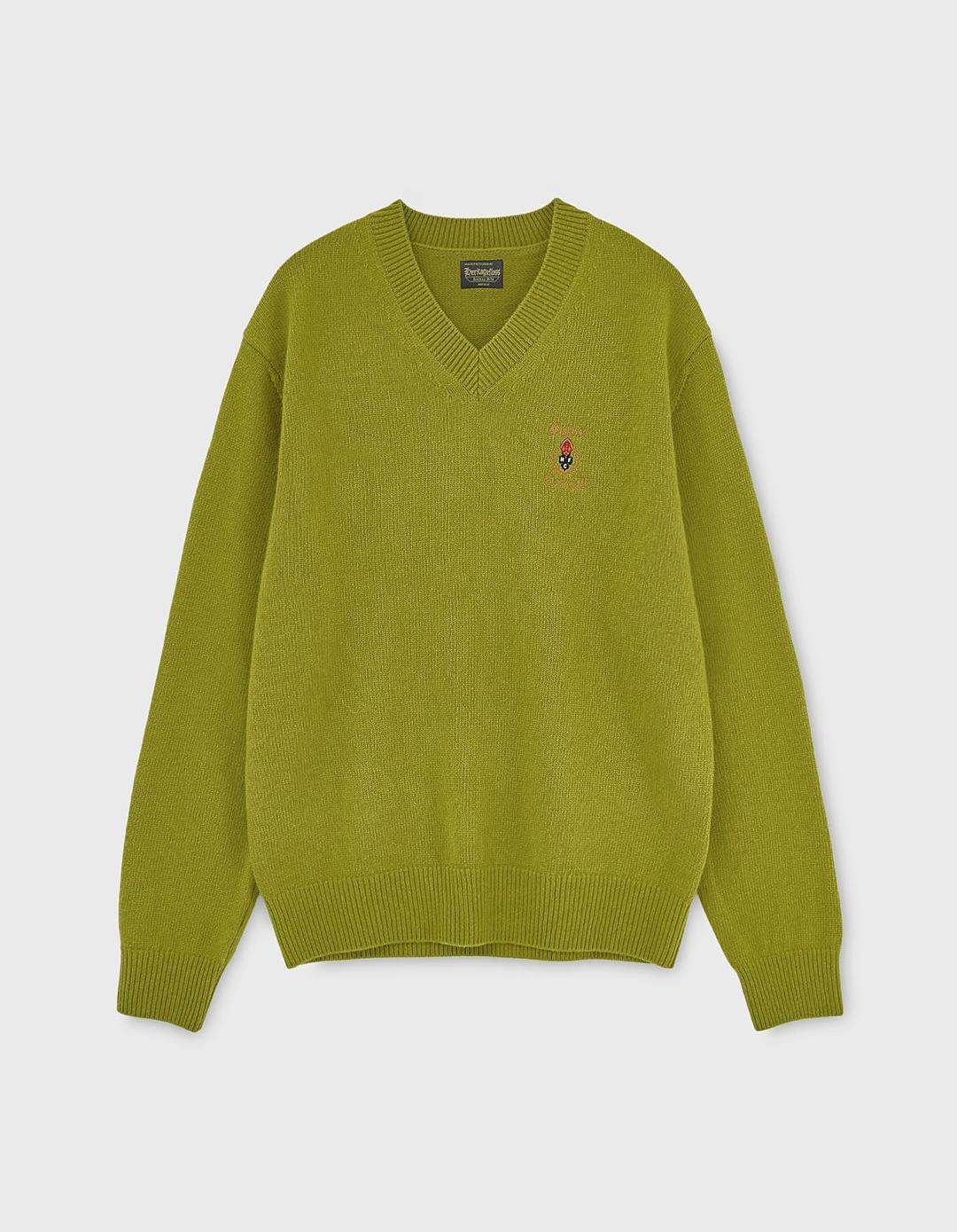 CREST 7G MERINO WOOL V-NECK / Olive