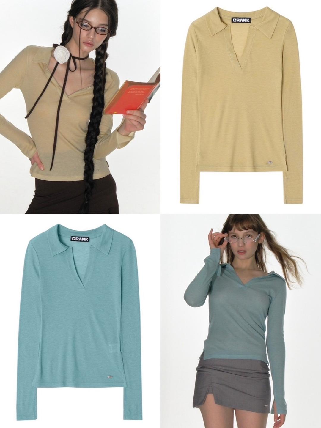 【CRANK】SHEER COLLARED TOP