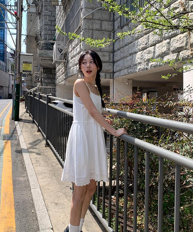 데일리쥬 마티니 펀칭 레이스 레이어드 나시 원피스