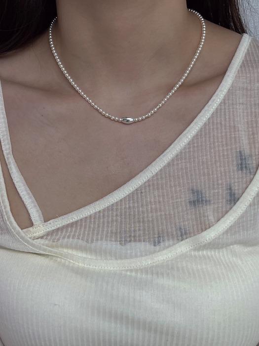 Pearl Silver Ball Necklace