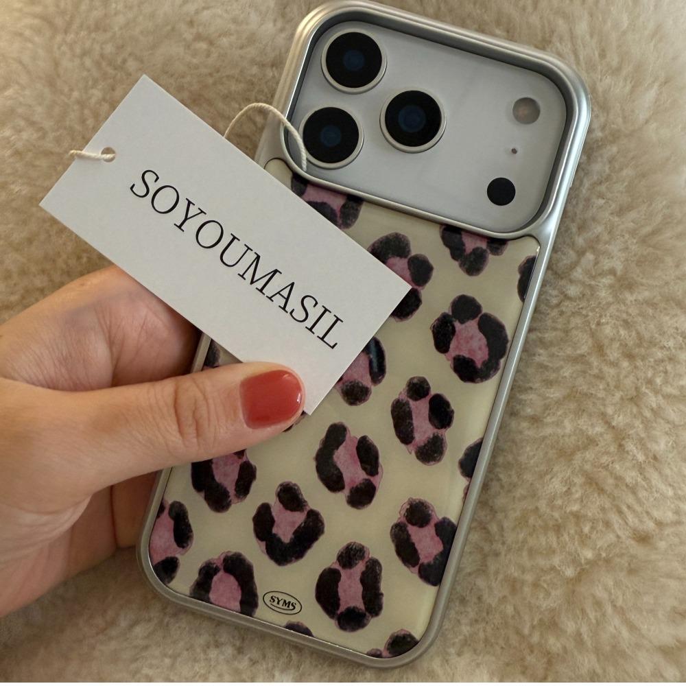 [아이폰17시리즈] Soft Leopard Cream pink 블랙/실버 범퍼케이스