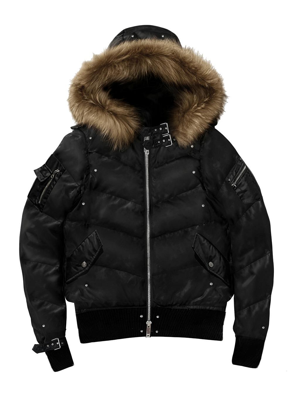 Faux Fur Trim Hooded Puffer Jacket (2color)