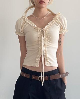 falling frill puff tee (4color)