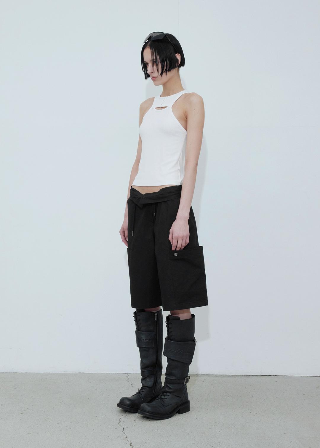 RIBBED SLIT TANKTOP, IVORY