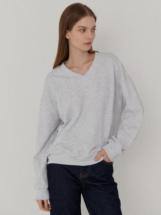 V-NECK SWEATSHIRT LIGHT GRAY