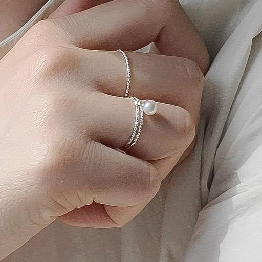 [Silver925]1+1♡담수진주 은반지 컷팅실반지