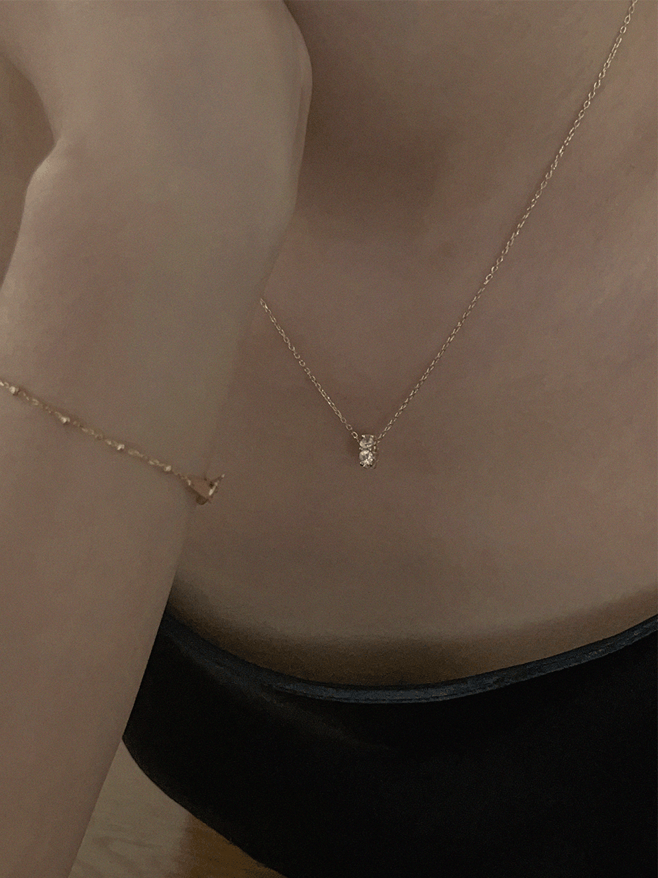 14k 포에버 화이트 큐빅 목걸이