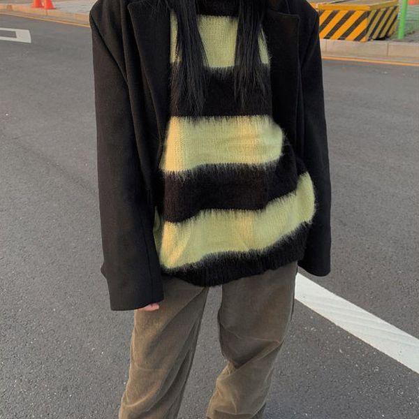 그블 단가라 남녀공용 오버핏 니트