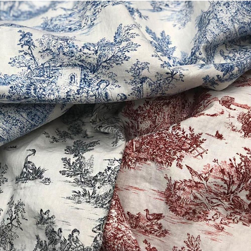 더블유패브릭 빈티지 꽃무늬원단 바이오워싱 플라워 린넨천