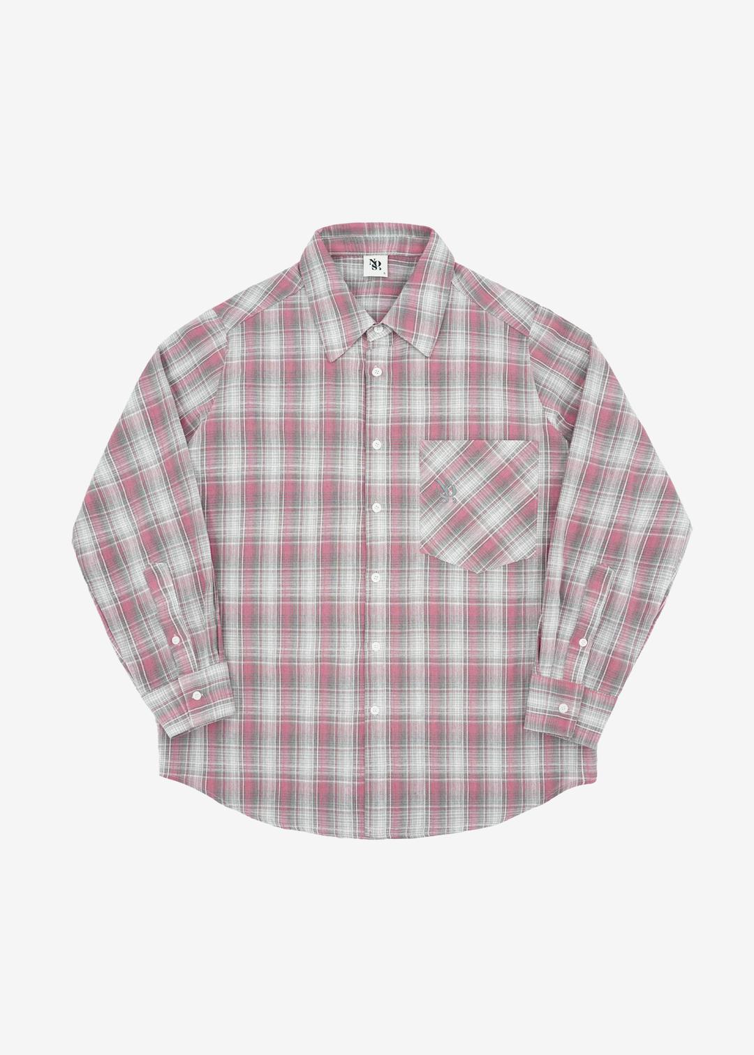 스프링 체크 셔츠 - 핑크