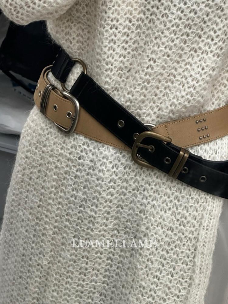 24FW 브리드 스터드 소가죽 벨트