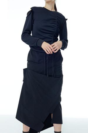 [RE;CODE 여성] Shirring Slit Shoulder T-shirts