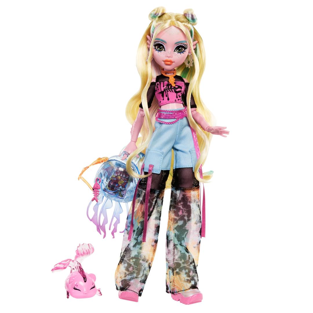 Monster High Lagoona Blue Fashion Doll in Mesh Tee with Pet Neptuna and Accessories, Collectible Toy