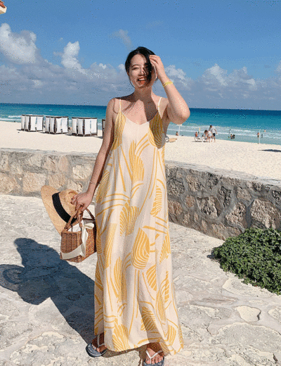 [언니단독]옐로썬셋 비치원피스-입고지연