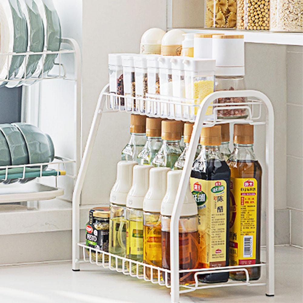 아이리스 코리아 2단 주방 양념통정리대 조미료 통 수납 주방정리 선반 양념통 트레이 CR-350