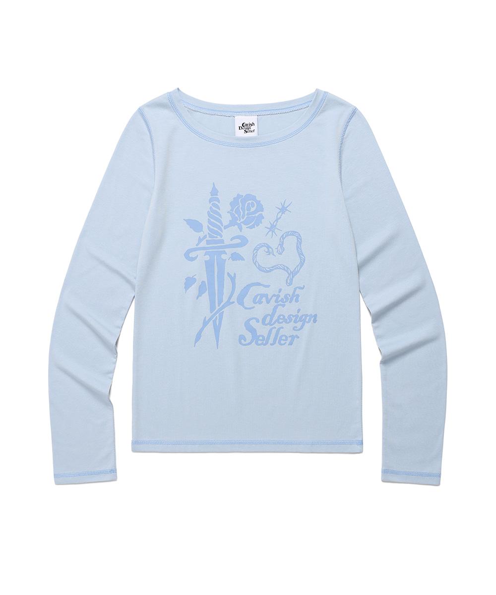 W ROSE LS TEE[BLUE]