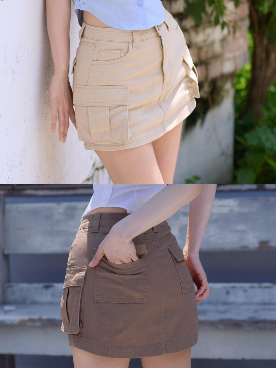 골반볼륨업 코튼 투포켓 치마바지_골반뽕치마