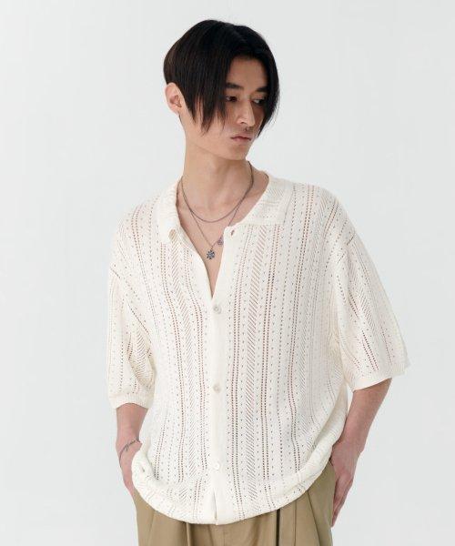 Falling Leaves Half Knit Shirts - IVORY