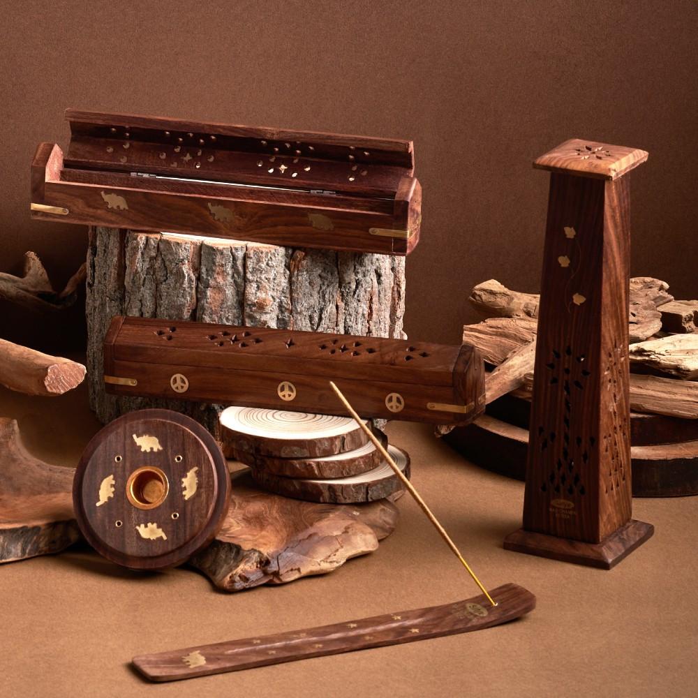 나그참파코리아 시샴우드 박스 코끼리 인센스 스틱 홀더 트레이 향 피우기 받침대