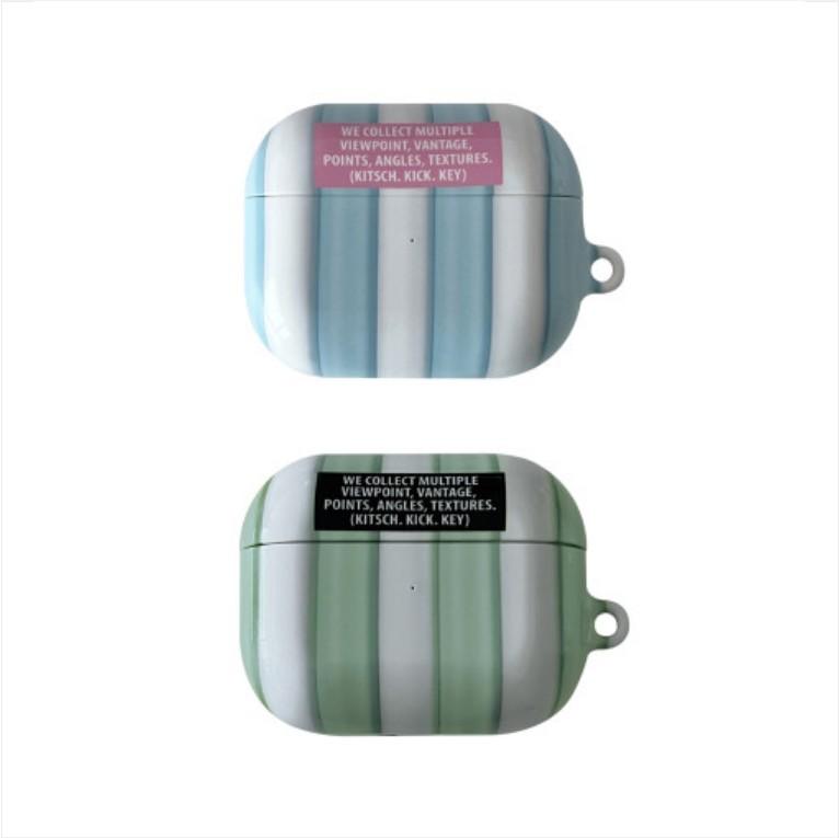 [키치킥키] Cylinder -sky. pink / green. black 에어팟 하드 케이스 (유광)