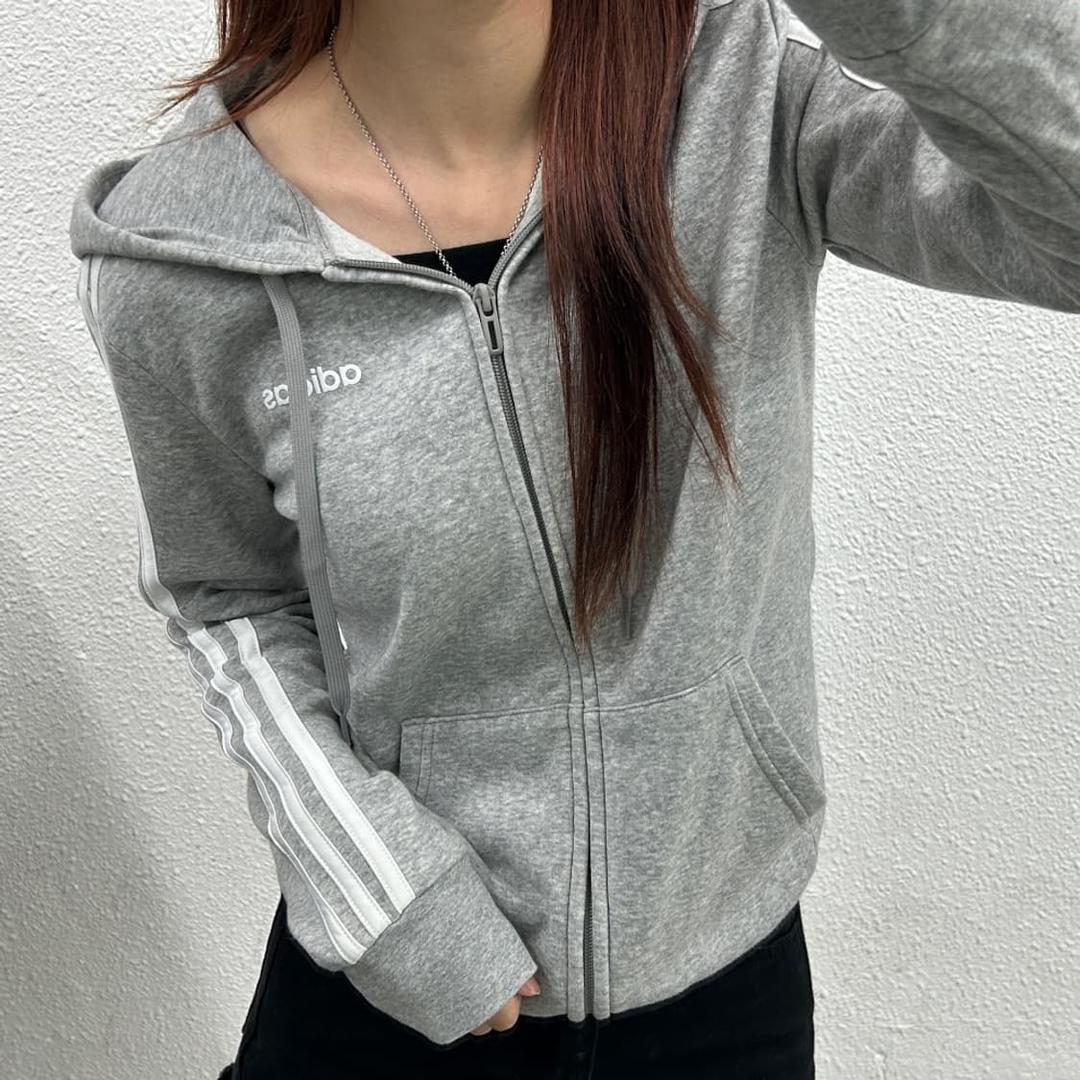 아디다스 화이트라인 그레이 후드집업 S | 후루츠패밀리