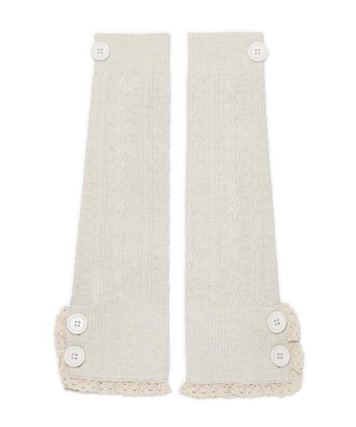 버튼 케이블 니트 레그워머 (아이보리)