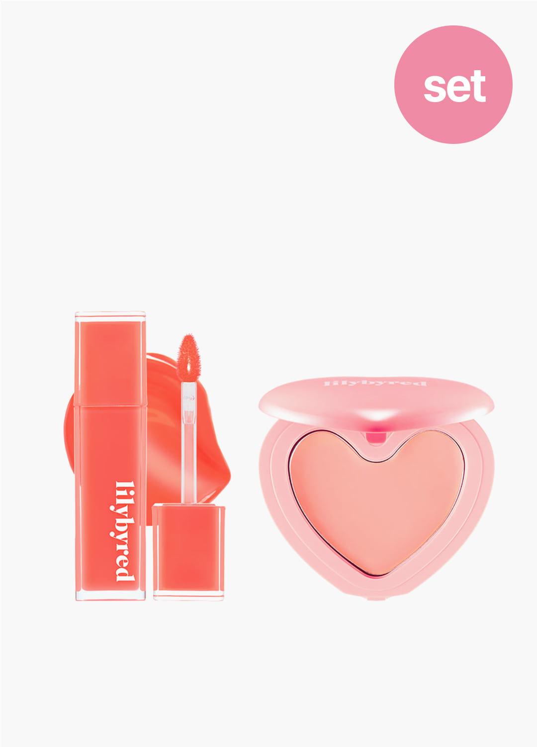 [SET] [NEW] 릴리바이레드 러브빔 치크밤+ 앙큼 라이어 코팅 틴트(+미니 하트 퍼프 증정)