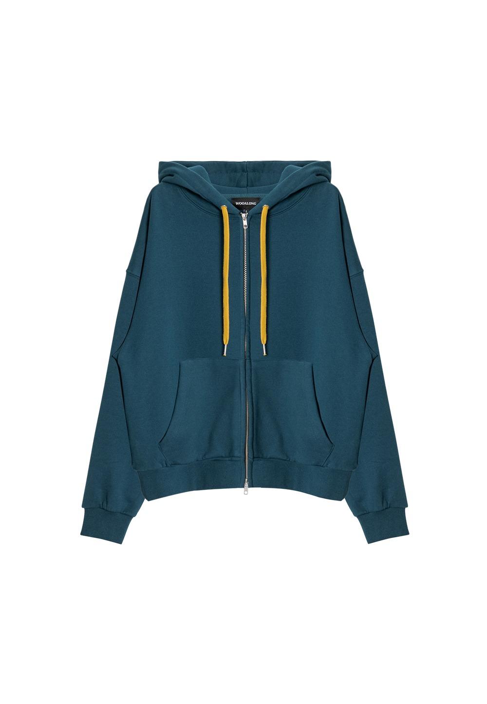 Signature slim hood zip-up - TURQUOISE