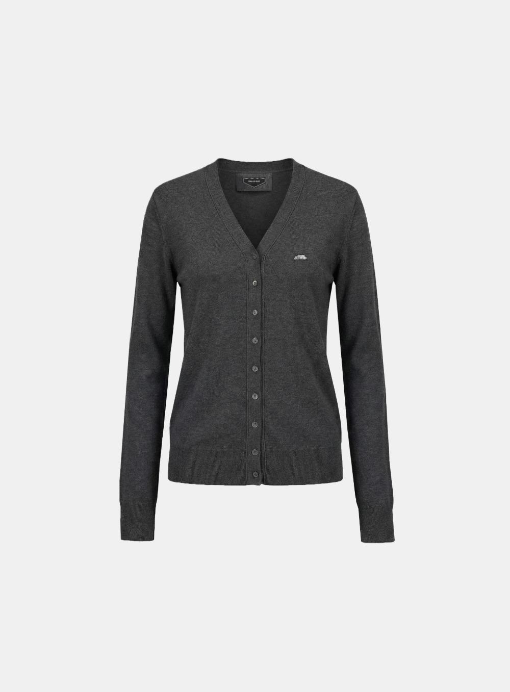 [w-knt26-008] Mystic Symbol V-Neck Cardigan - Charcoal