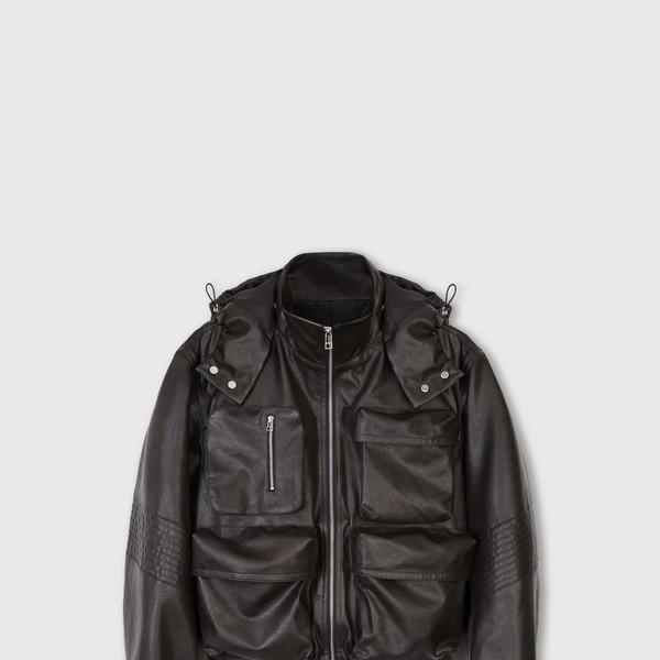 TECHNICAL POCKET HOOD BLOUSON TAN BLACK