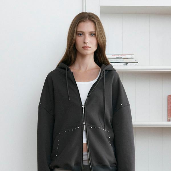 STUD HOOD ZIP-UP (CHARCOAL) 예약 배송 9월 12일