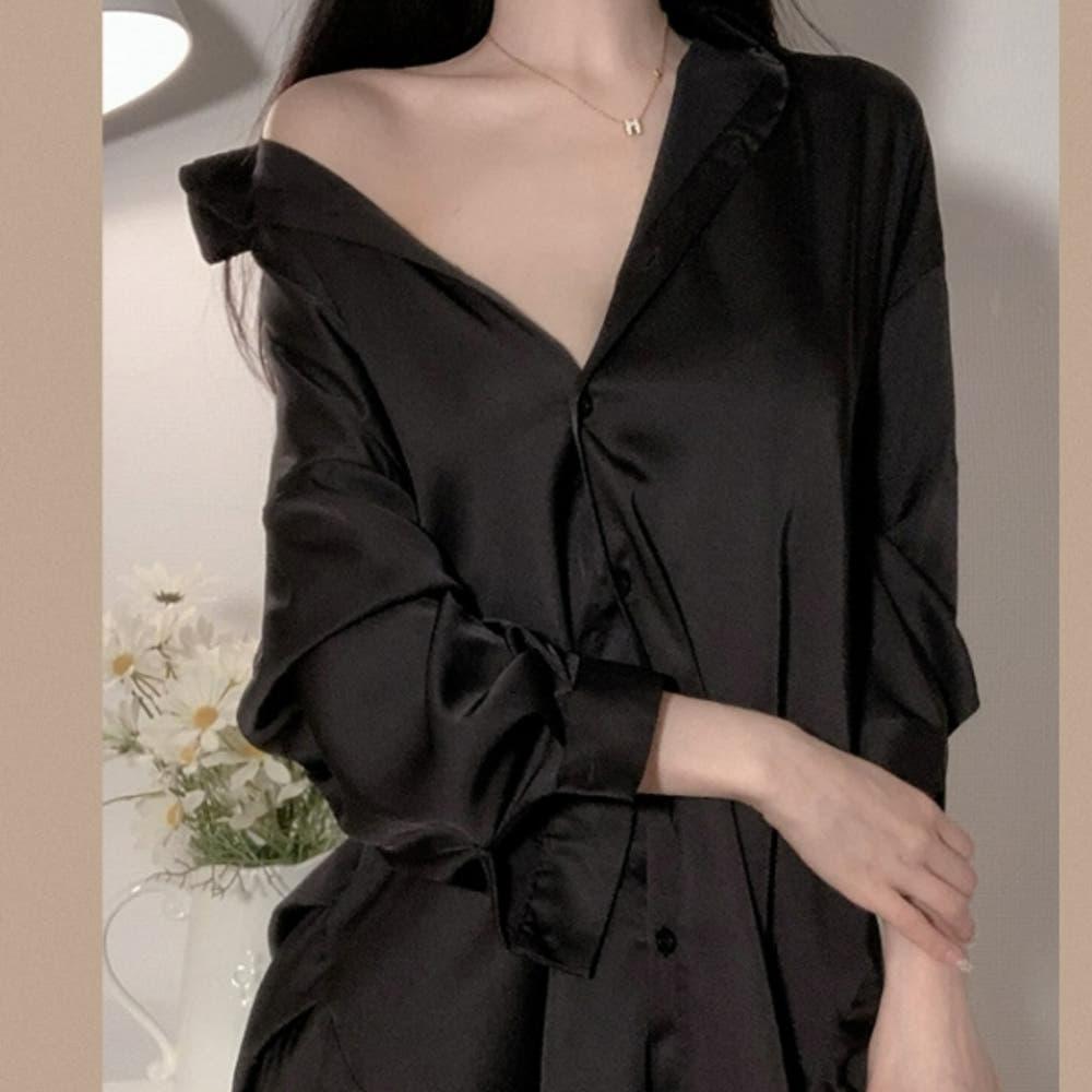 브루니 여성잠옷 실크 셔츠 홈웨어  W157