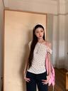 Slant Shoulder Dot Pattern TEE (2Color)