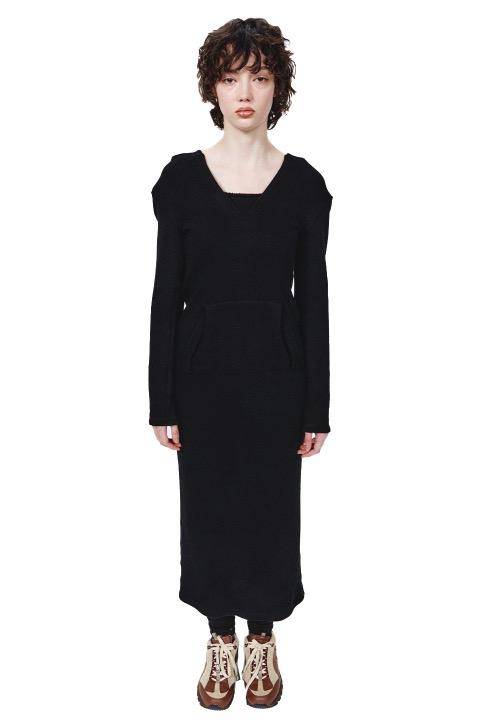 Bustle Slim Knit Hoodie Dress
