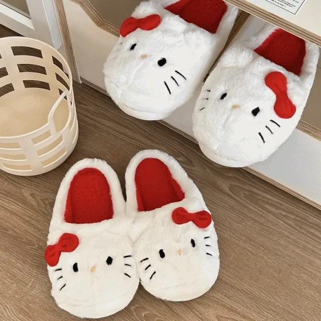 [당일출고] 키티 겨울 실내화 키티 슬리퍼 털 슬리퍼