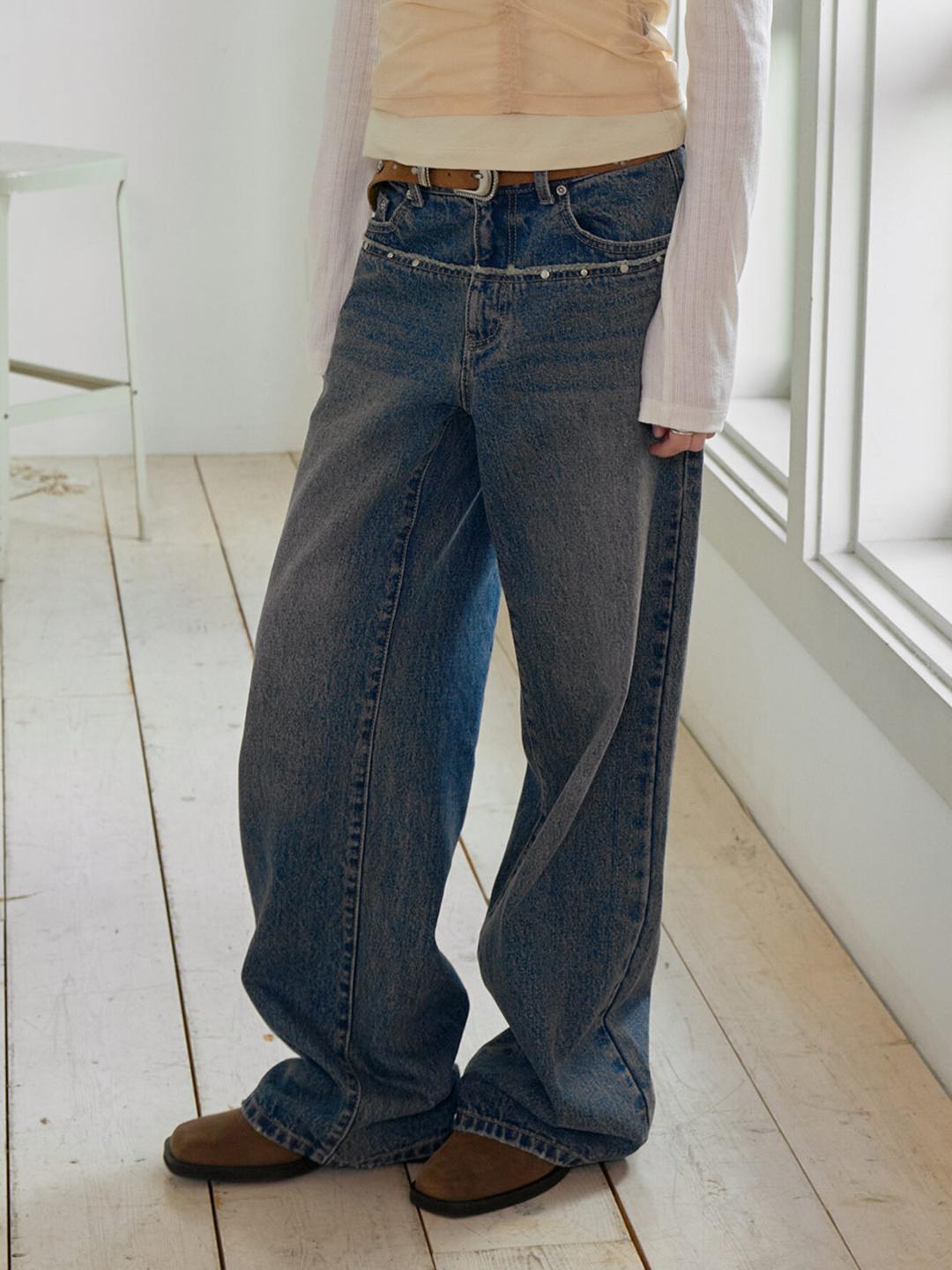 Fringe Straight-fit Denim Pants VJ5AL371_2color