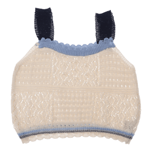 로엠 (S)베이지 배색 민소매 니트