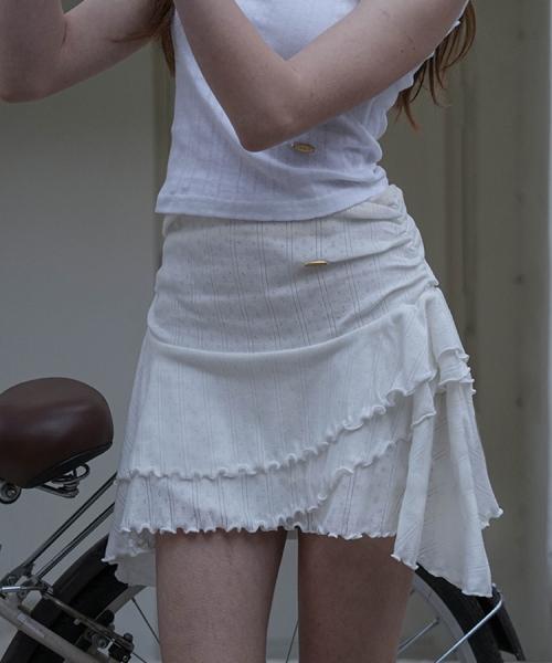 Shirring Wave Skirt [Ivory]