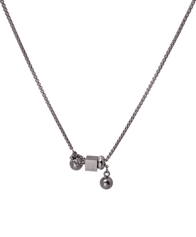 노드레스 [s.steel] square drop necklace | 스퀘어 드롭 볼 목걸이