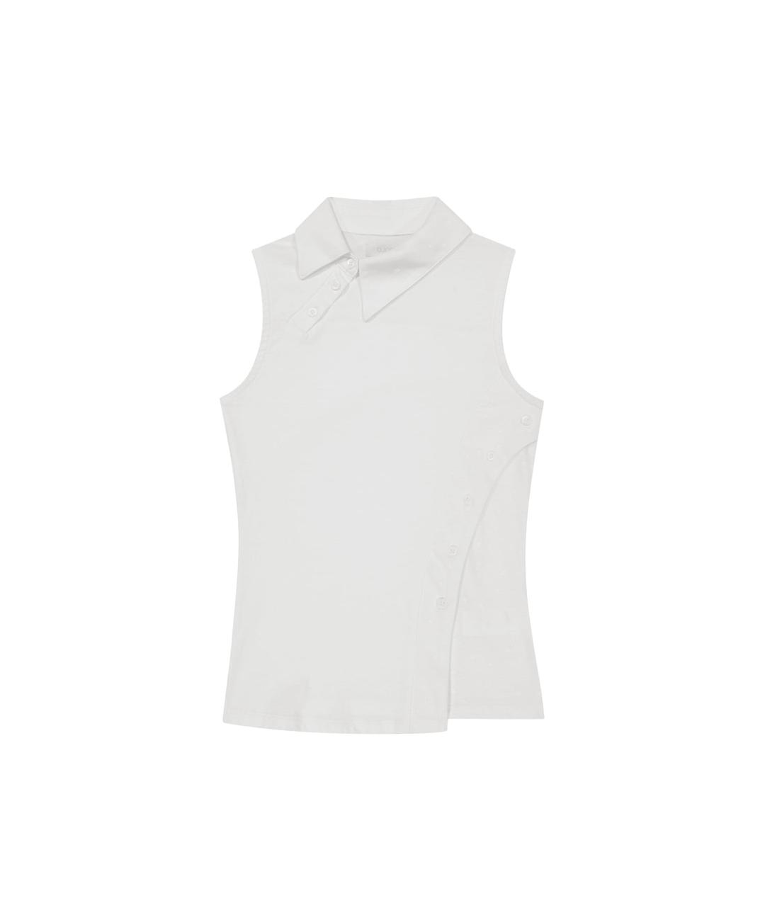 Curved Cut Collar Tank / White