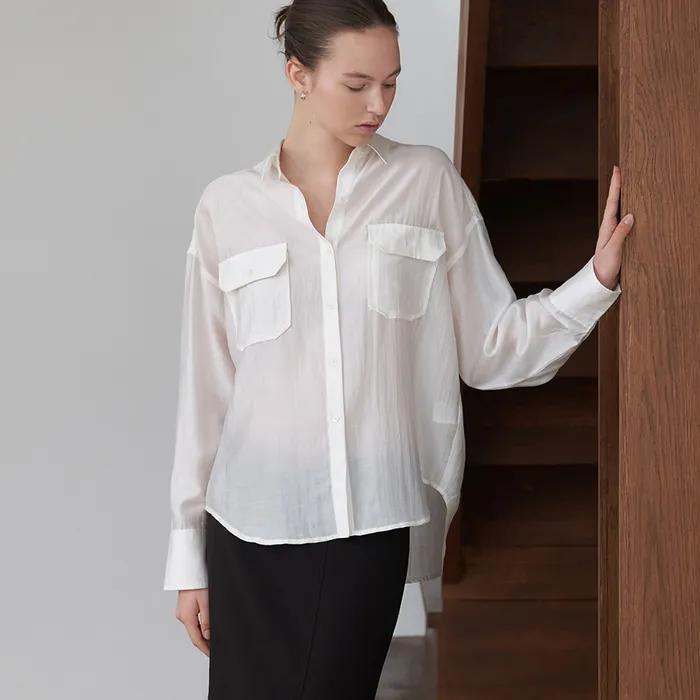 글리밍 루즈 포켓 셔츠 (shell ivory)