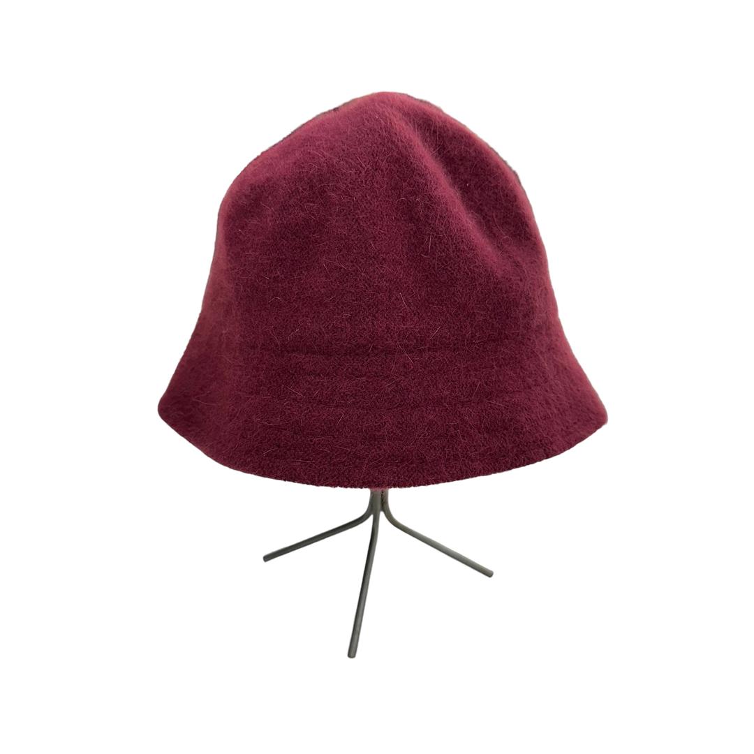 Red angora bucket hat