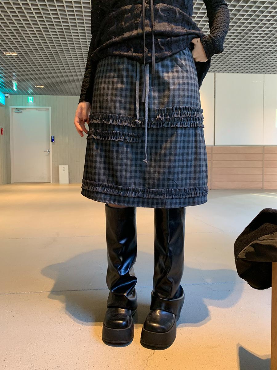 Check mini frill skirt (2color)