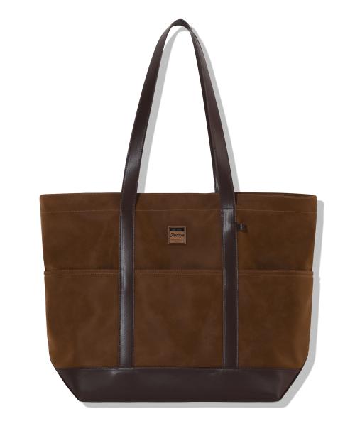 레더 패치 스웨이드 토트백_브라운