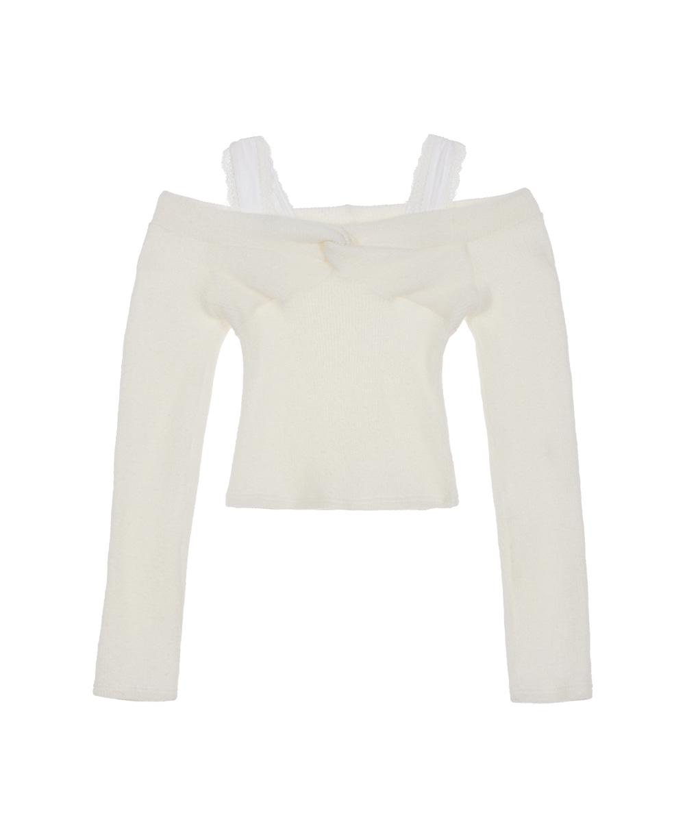 Twist Off Shoulder Long Sleeve [Ivory]